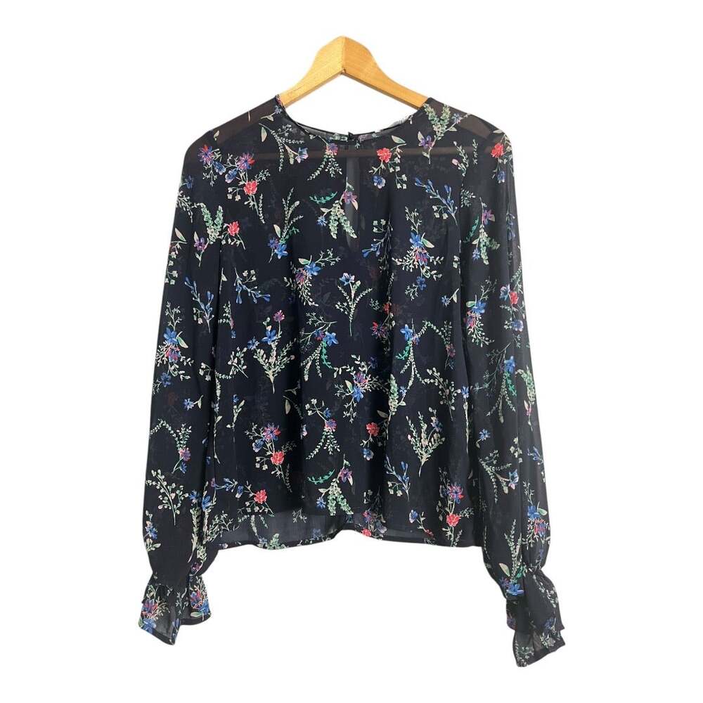 Lush Sheer Floral Blouse Shirt Top Career Cottagecore Romantic Business Casual